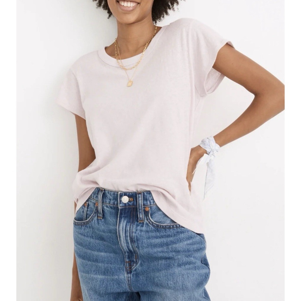 Madewell Classic Round Neck cotton T-Shirt Pink Medium A001524